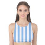 Vertical Stripes - White and Baby Blue Tank Bikini Top