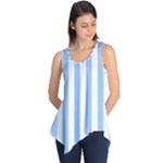 Vertical Stripes - White and Baby Blue Sleeveless Tunic