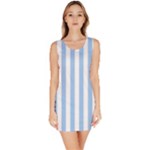 Vertical Stripes - White and Baby Blue Bodycon Dress