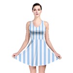 Vertical Stripes - White and Baby Blue Reversible Skater Dress