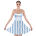 Vertical Stripes - White and Baby Blue Strapless Bra Top Dress