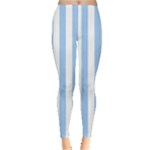 Vertical Stripes - White and Baby Blue Women s Leggings