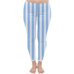 Vertical Stripes - White and Baby Blue Winter Leggings