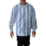 Vertical Stripes - White and Baby Blue Hooded Wind Breaker (Kids)