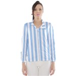 Vertical Stripes - White and Baby Blue Wind Breaker (Women)