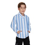 Vertical Stripes - White and Baby Blue Wind Breaker (Kids)