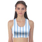 Vertical Stripes - White and Baby Blue Women s Sports Bra