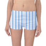 Vertical Stripes - White and Baby Blue Boyleg Bikini Bottoms