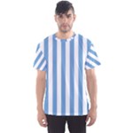 Vertical Stripes - White and Iceberg Blue Men s Sport Mesh Tee