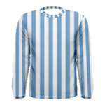 Vertical Stripes - White and Iceberg Blue Men s Long Sleeve T-shirt