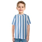 Vertical Stripes - White and Iceberg Blue Kid s Sport Mesh Tee