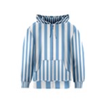 Vertical Stripes - White and Iceberg Blue Kid s Zipper Hoodie