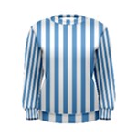 Vertical Stripes - White and Iceberg Blue Women s Sweatshirt