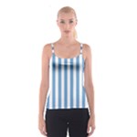 Vertical Stripes - White and Iceberg Blue Spaghetti Strap Top