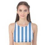 Vertical Stripes - White and Iceberg Blue Tank Bikini Top