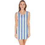 Vertical Stripes - White and Iceberg Blue Bodycon Dress