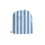 Vertical Stripes - White and Iceberg Blue Drawstring Pouch (M)