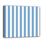 Vertical Stripes - White and Iceberg Blue Deluxe Canvas 24  x 20  (Stretched)