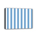 Vertical Stripes - White and Iceberg Blue Mini Canvas 7  x 5  (Stretched)