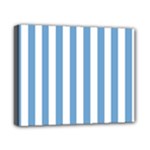 Vertical Stripes - White and Iceberg Blue Canvas 10  x 8  (Stretched)