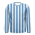 Vertical Stripes - White and Steel Blue Men s Long Sleeve T-shirt