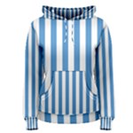 Vertical Stripes - White and Steel Blue Women s Pullover Hoodie