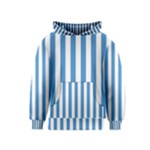 Vertical Stripes - White and Steel Blue Kid s Pullover Hoodie