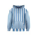 Vertical Stripes - White and Steel Blue Kid s Zipper Hoodie