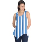 Vertical Stripes - White and Steel Blue Sleeveless Tunic