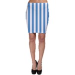 Vertical Stripes - White and Steel Blue Bodycon Skirt