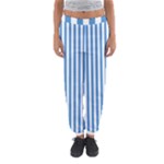 Vertical Stripes - White and Steel Blue Women s Jogger Sweatpants