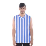 Vertical Stripes - White and Cornflower Blue Men s Basketball Tank Top