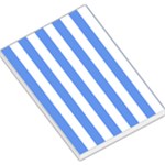 Vertical Stripes - White and Cornflower Blue Large Memo Pads