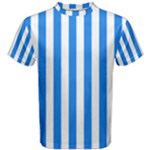 Vertical Stripes - White and Dodger Blue Men s Cotton Tee