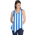 Vertical Stripes - White and Dodger Blue Sleeveless Tunic