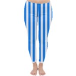 Vertical Stripes - White and Dodger Blue Winter Leggings