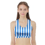 Vertical Stripes - White and Dodger Blue Women s Sports Bra with Border