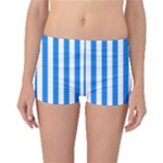 Vertical Stripes - White and Dodger Blue Boyleg Bikini Bottoms