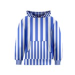 Vertical Stripes - White and Royal Blue Kid s Pullover Hoodie