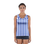 Vertical Stripes - White and Royal Blue Women s Sport Tank Top