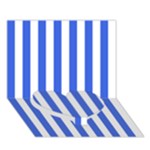 Vertical Stripes - White and Royal Blue Heart Bottom 3D Greeting Card (7x5)