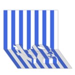 Vertical Stripes - White and Royal Blue LOVE Bottom 3D Greeting Card (7x5)