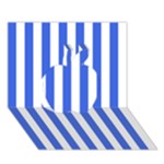 Vertical Stripes - White and Royal Blue Apple 3D Greeting Card (7x5)