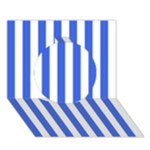 Vertical Stripes - White and Royal Blue Circle 3D Greeting Card (7x5)