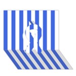 Vertical Stripes - White and Royal Blue Ribbon 3D Greeting Card (7x5)