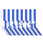 Vertical Stripes - White and Royal Blue PARTY 3D Greeting Card (8x4)