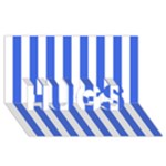 Vertical Stripes - White and Royal Blue HUGS 3D Greeting Card (8x4)