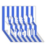 Vertical Stripes - White and Royal Blue Miss You 3D Greeting Card (7x5)