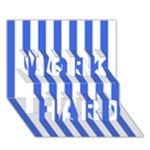 Vertical Stripes - White and Royal Blue WORK HARD 3D Greeting Card (7x5)