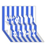 Vertical Stripes - White and Royal Blue You Rock 3D Greeting Card (7x5)